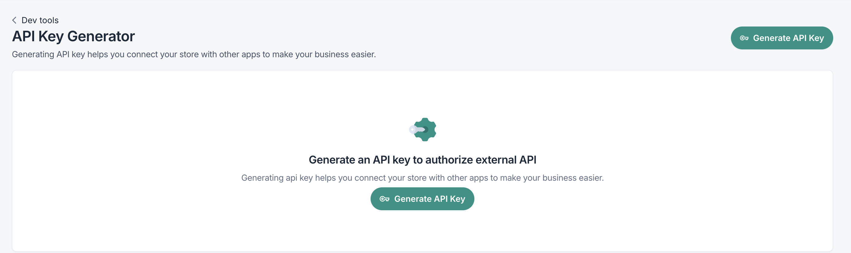 Generate API Key Option